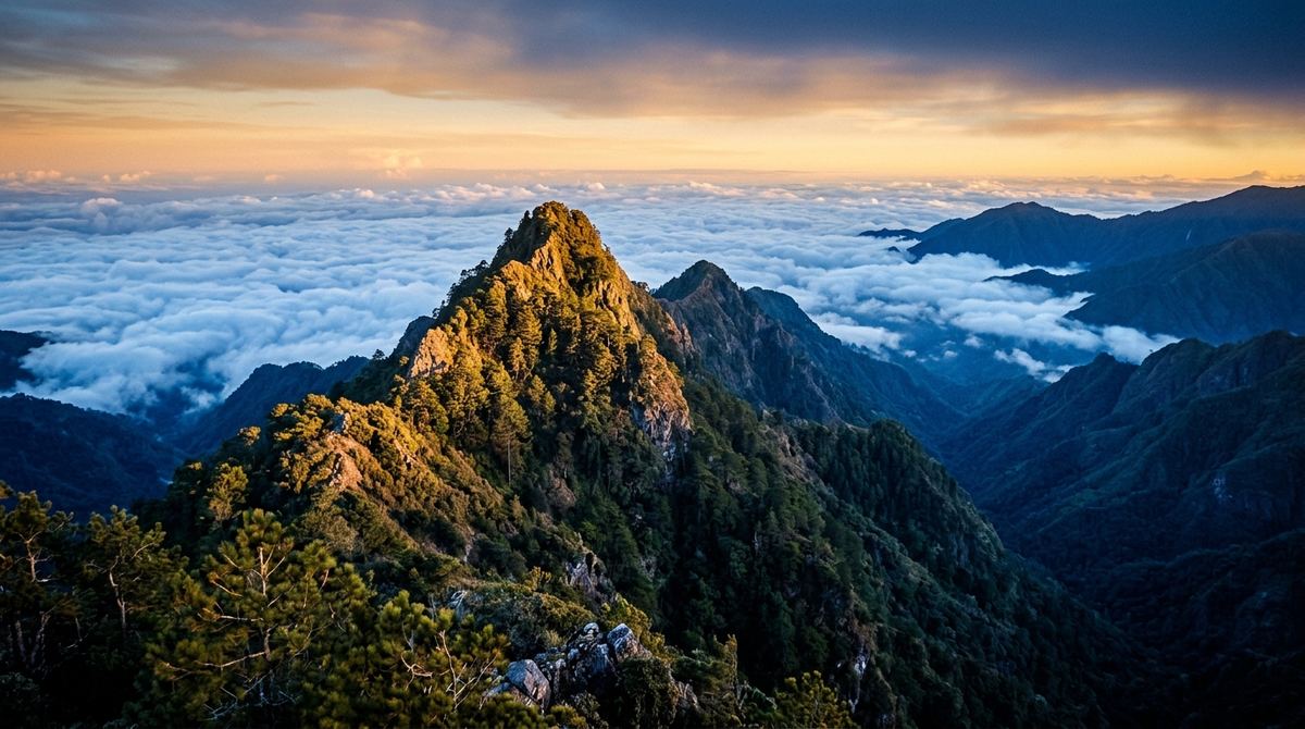 Mountains of the Dominican Central Cordillera with peaks under a clear sky